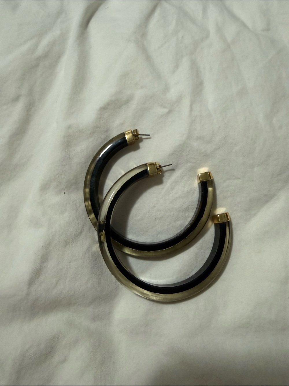 Coach Black and Gold Resin Signature Hoop Earrings - Picture 6 of 6